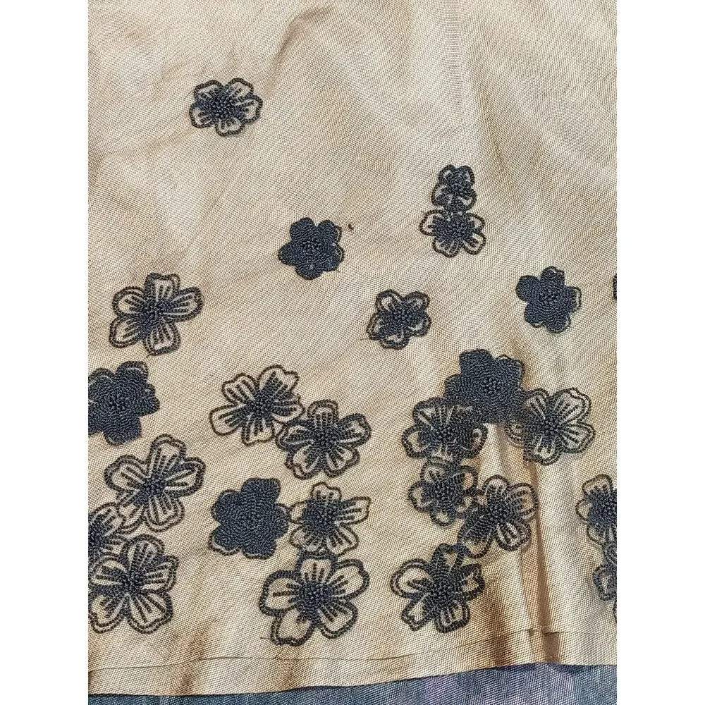Allison Taylor High Waist Midi Tulle Skirt Embroidered Brown Black Womens Size 6